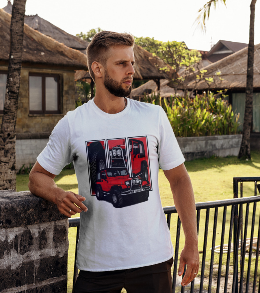 Red Jeep Wrangler 4x4 Off Road Adventure Vehicle Four Wheel Drive T-Shirt