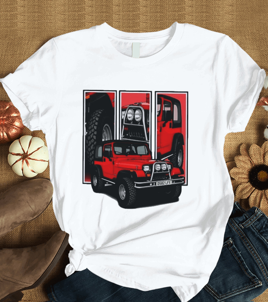 Red Jeep Wrangler 4x4 Off Road Adventure Vehicle Four Wheel Drive T-Shirt