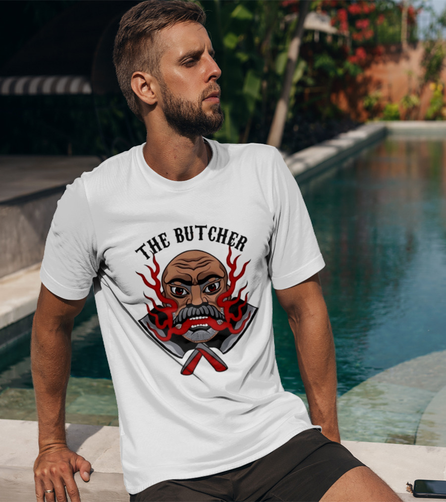 The Butcher AEW Professional Wrestling Skull Flames Axes T-Shirt