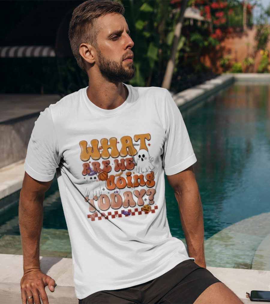 What Are We Doing Today Cartoon Halloween Ghosts Basketball Baseball Boo Shop T-Shirt