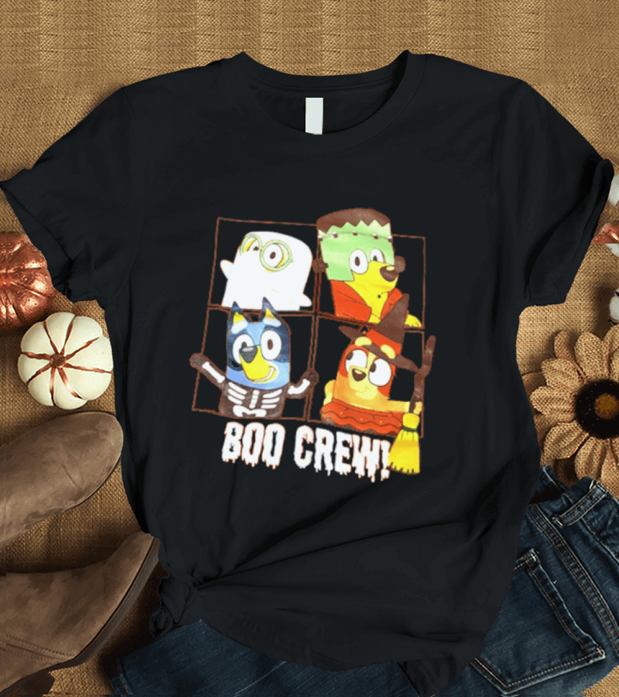 Boo Crew Bluey Halloween Ghost Frankenstein Witch Skeleton T-Shirt