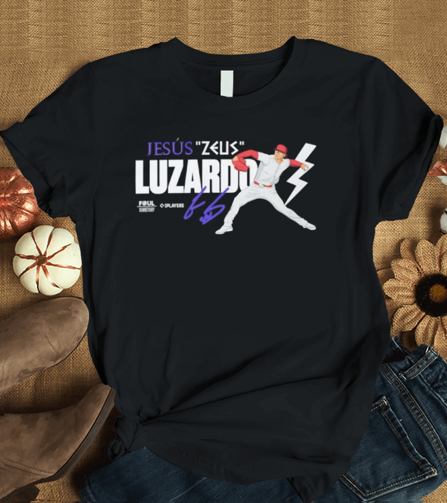 Jesús Zeus Luzardo Pitching Foul Territory 44 Lightning Bolt T-Shirt
