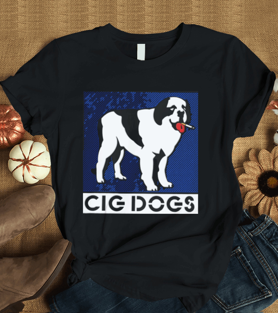 Cig Dogs Saint Bernard Smoking Cigarette Funny Canine T-Shirt
