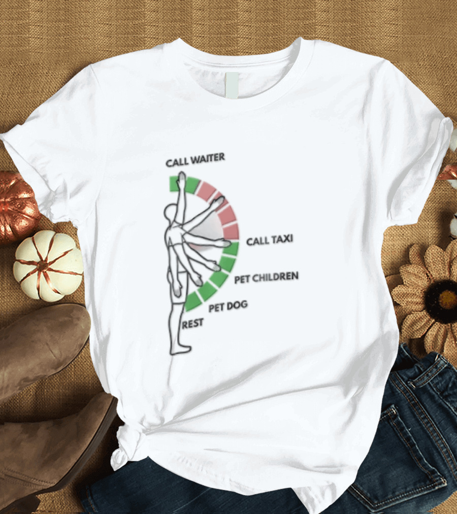 Call Waiter Call Taxi Pet Children Pet Dog Rest Arm Movement Chart T-Shirt