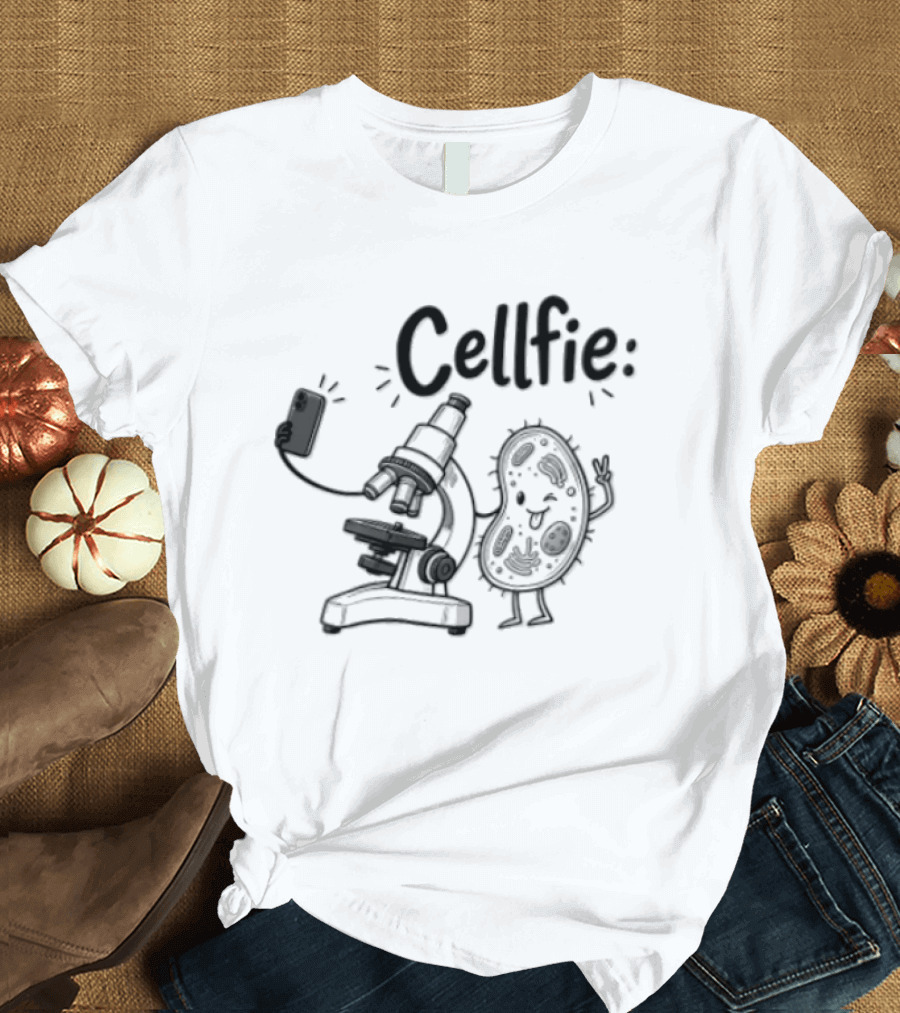 Cellfie Microscope And Cell Taking A Selfie Fun Science Humor T-Shirt