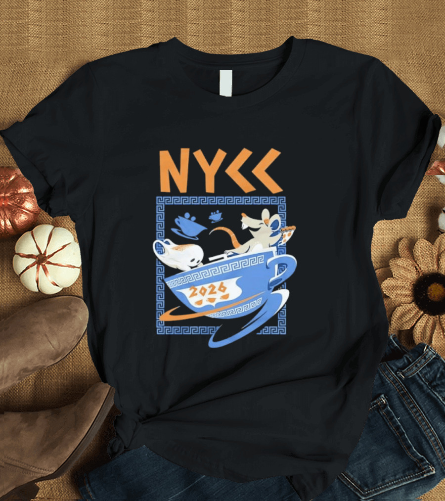 NYCC 2026 Pizza Rat Cup Greek Pattern Tea Event T-Shirt