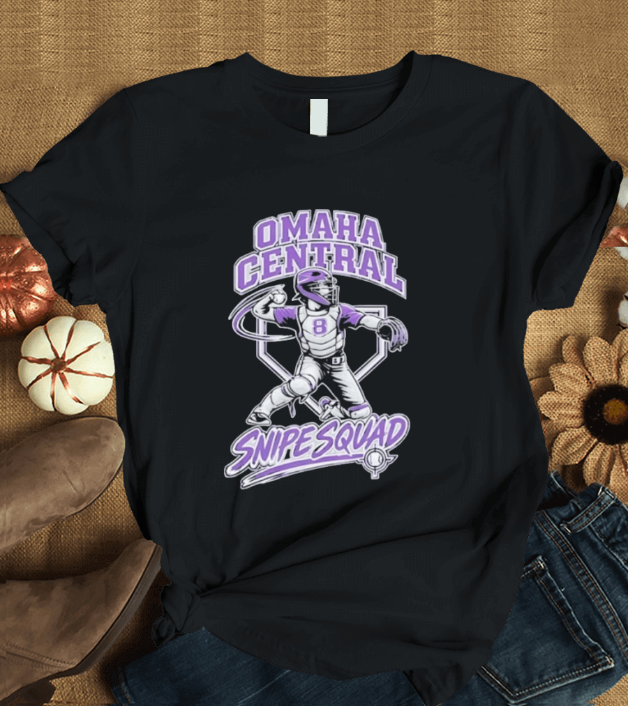 Omaha Central Snipe Squad Baseball Catcher Number 8 T-Shirt