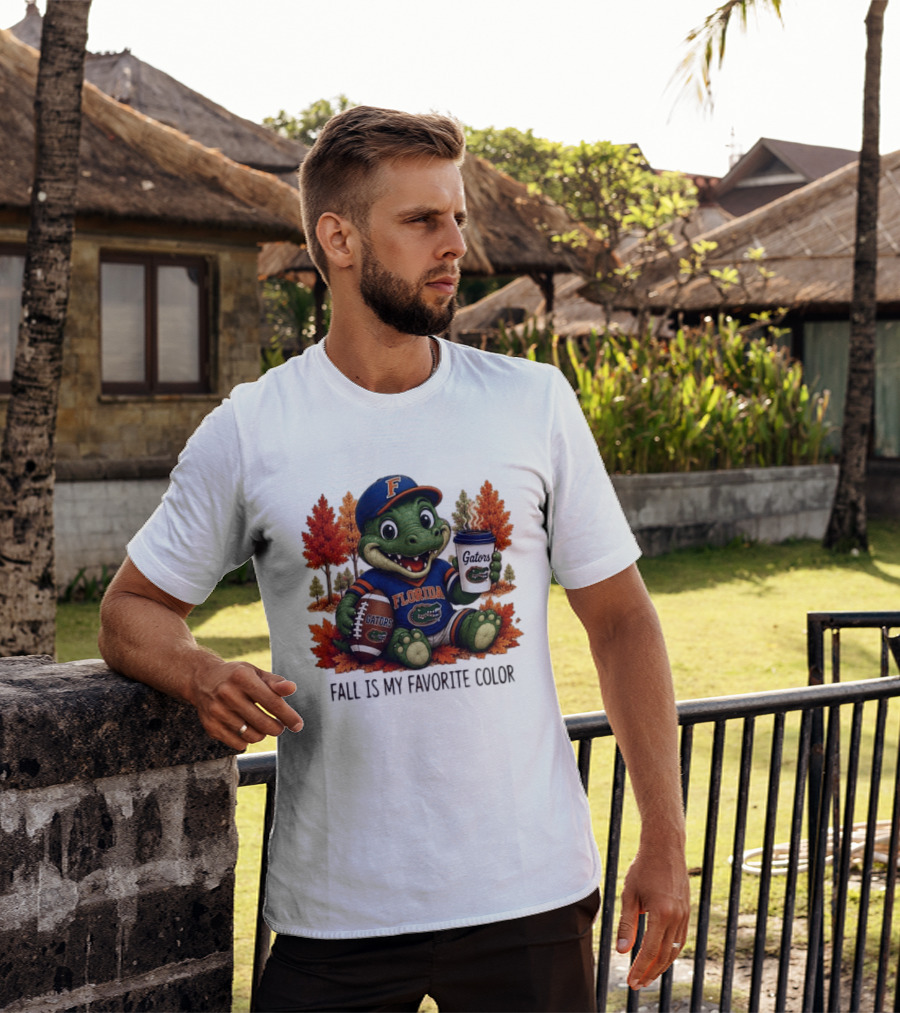 Florida Gators Fall Is My Favorite Color Gators Football Mascot Coffee Football Autumn Leaves T-Shirt
