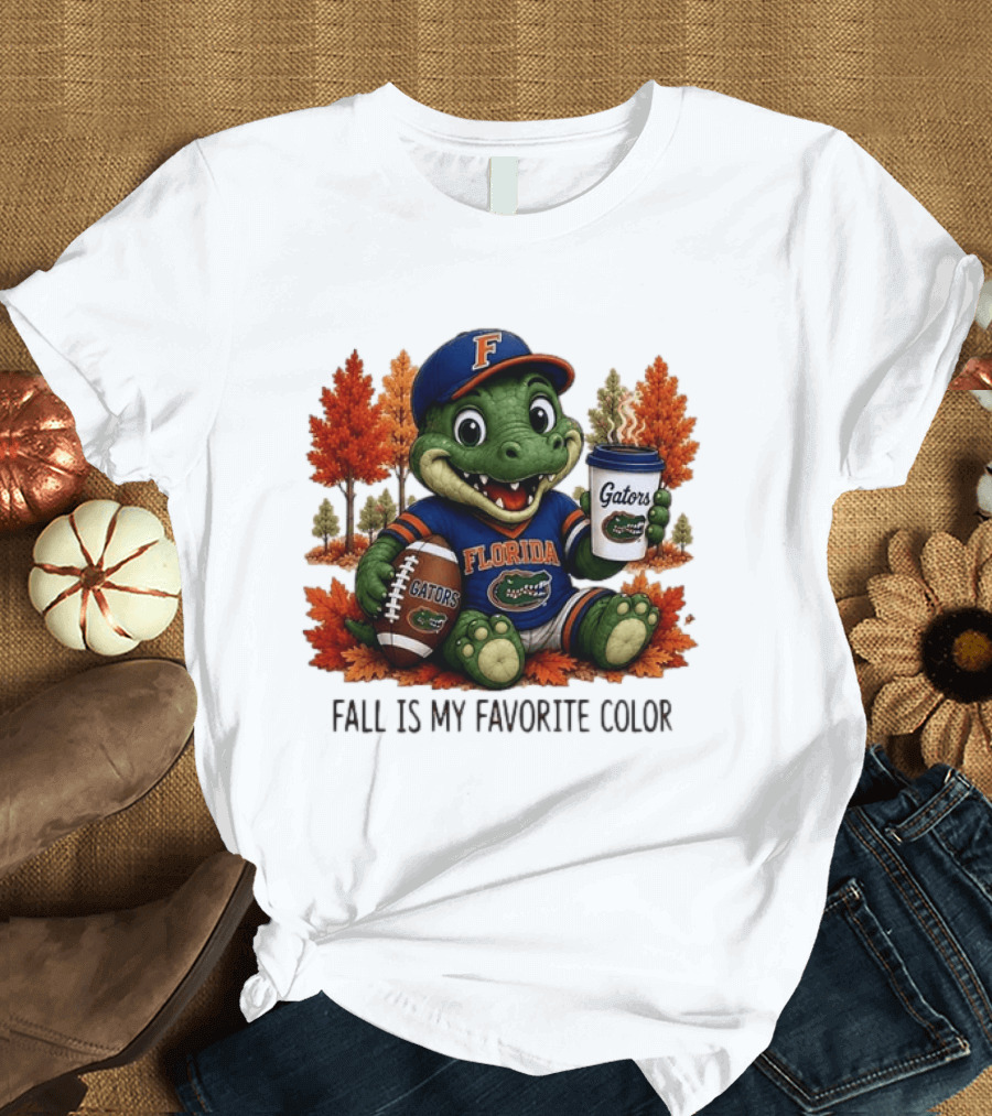 Florida Gators Fall Is My Favorite Color Gators Football Mascot Coffee Football Autumn Leaves T-Shirt