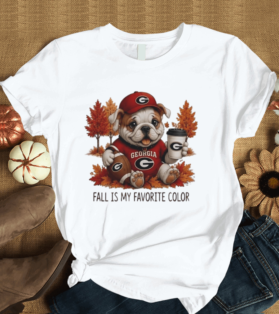 Georgia Bulldogs Fall Is My Favorite Color Football Bulldog Autumn T-Shirt