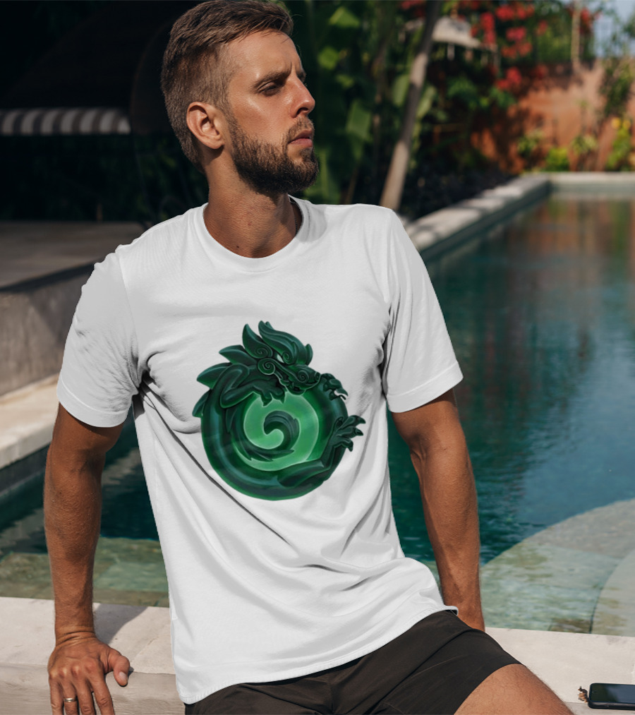 Green Jade Dragon Ouroboros Mythology Symbolic T-Shirt