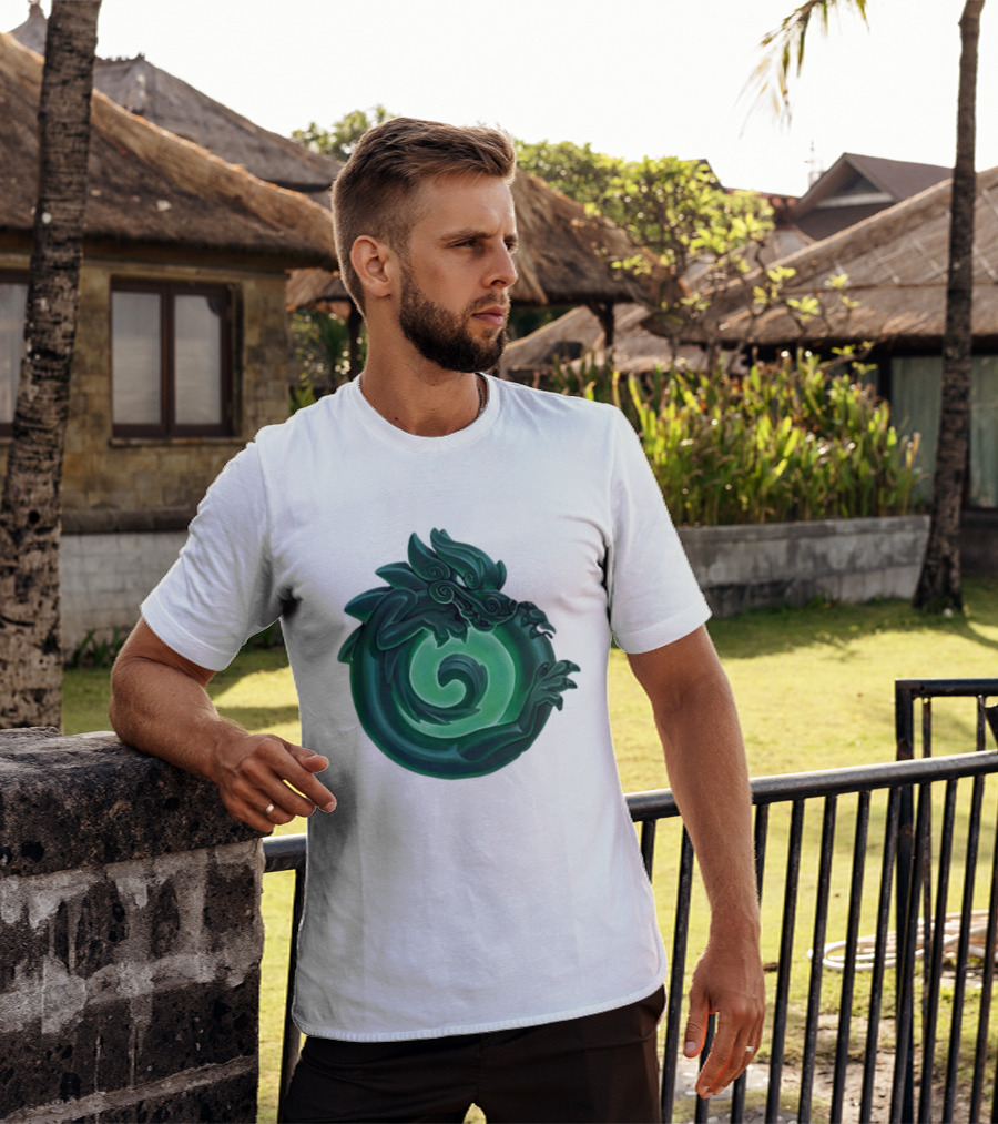 Green Jade Dragon Ouroboros Mythology Symbolic T-Shirt