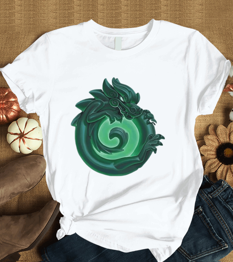 Green Jade Dragon Ouroboros Mythology Symbolic T-Shirt