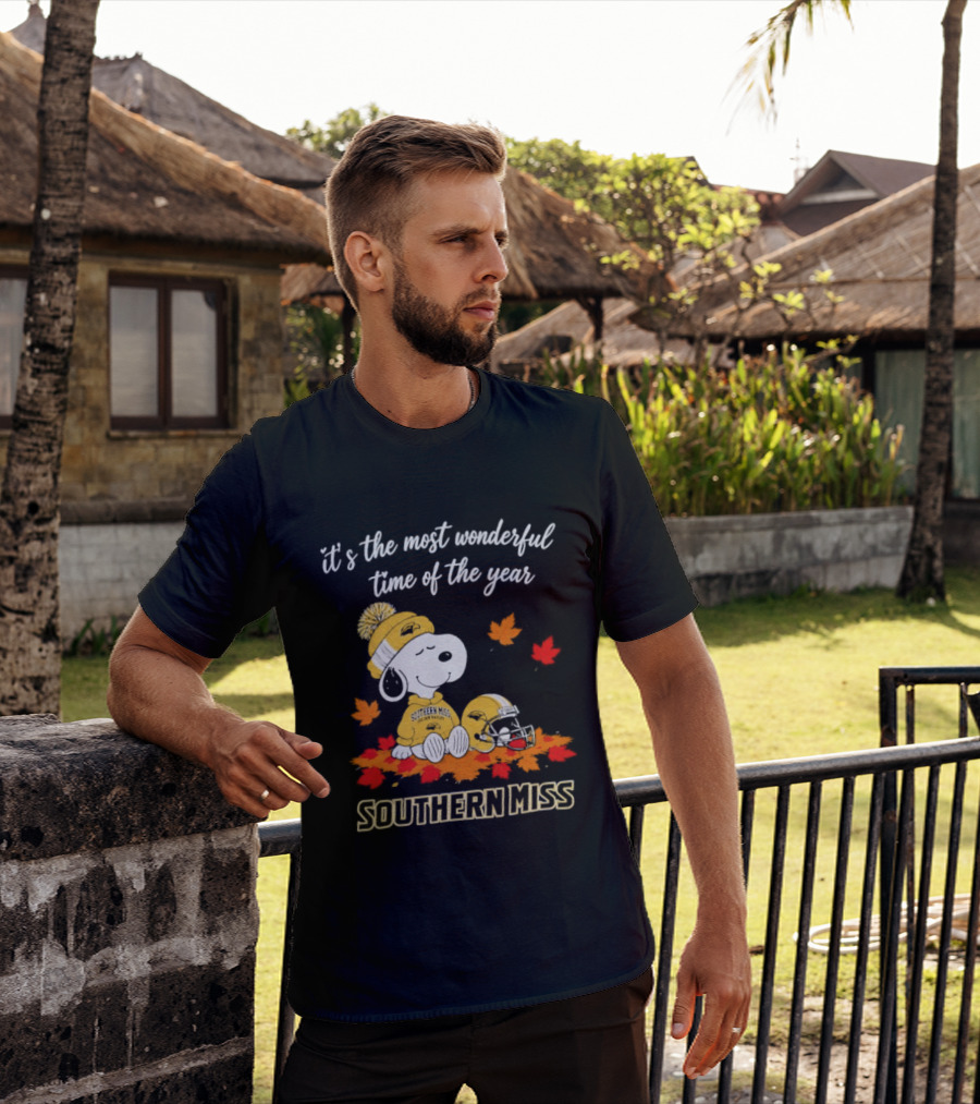 Snoopy It's The Most Wonderful Time Of The Year Southern Miss Golden Eagles Peanuts Fall Football T-Shirt