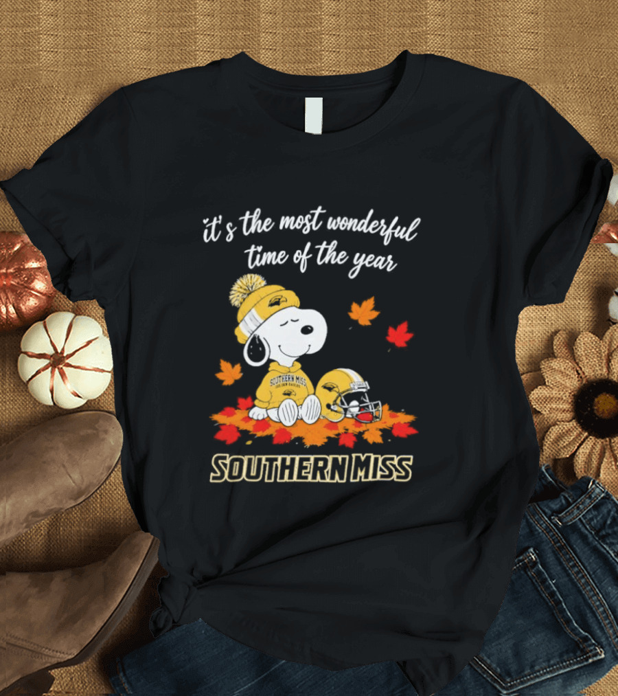 Snoopy It's The Most Wonderful Time Of The Year Southern Miss Golden Eagles Peanuts Fall Football T-Shirt