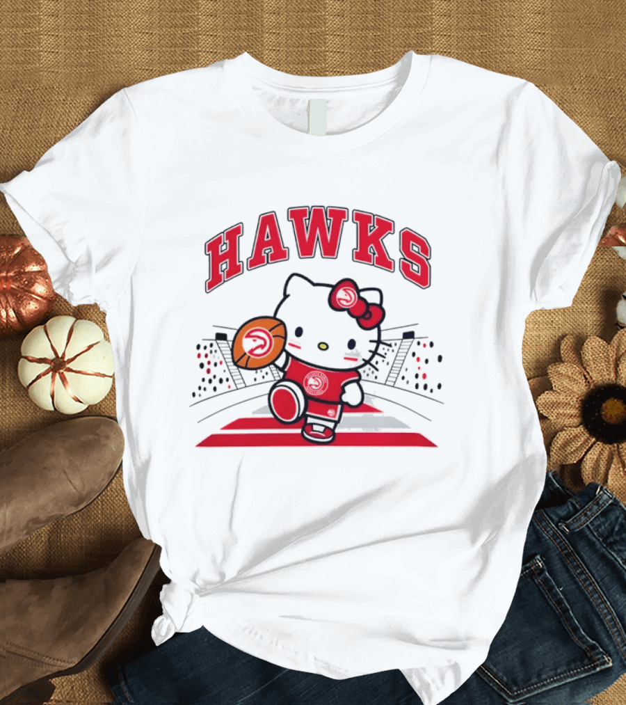 Hello Kitty Atlanta Hawks Basketball Collaboration 2026 NBA Season T-Shirt