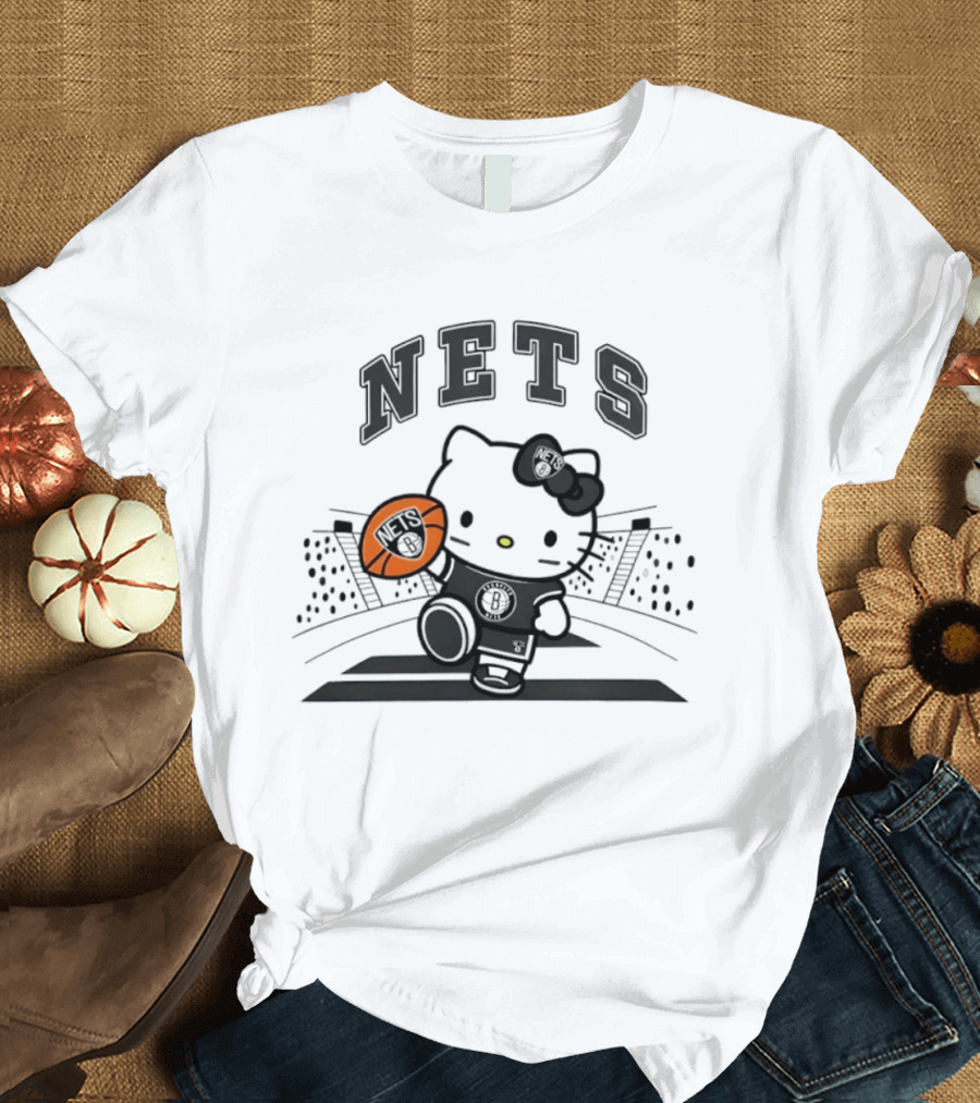 Nets Hello Kitty Brooklyn Basketball Collaboration 2026 NBA Season T-Shirt