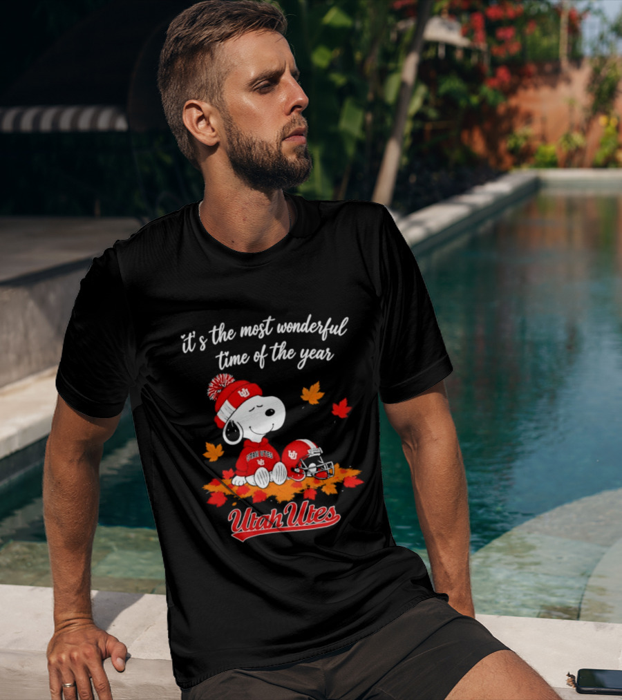Snoopy It's The Most Wonderful Time Of The Year Utah Utes Autumn Cozy Vibe T-Shirt