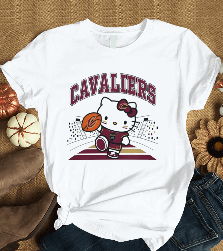 Hello Kitty Cavaliers Basketball 2026 NBA Season Collaboration T-Shirt