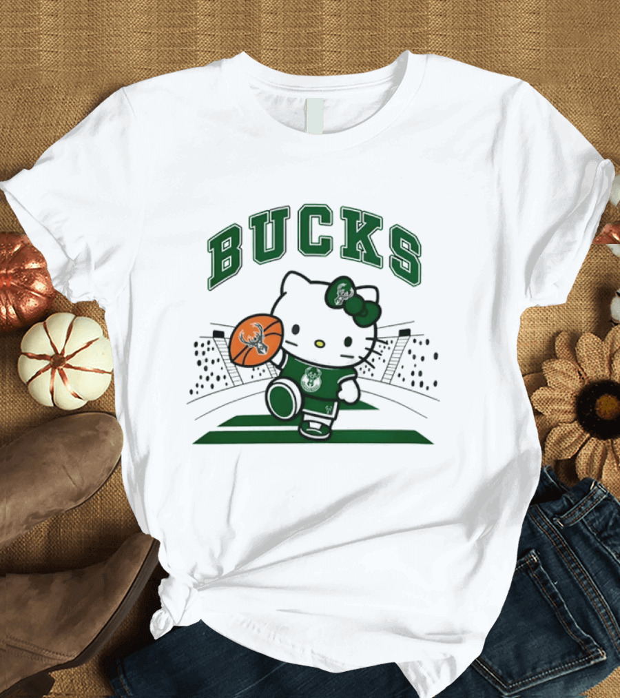 Hello Kitty Bucks Basketball Milwaukee Crossover 2026 NBA Season T-Shirt