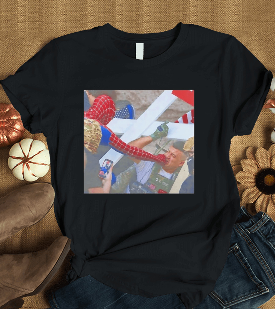 Invisible Touch Spider Man Meets Protester Face Off T-Shirt