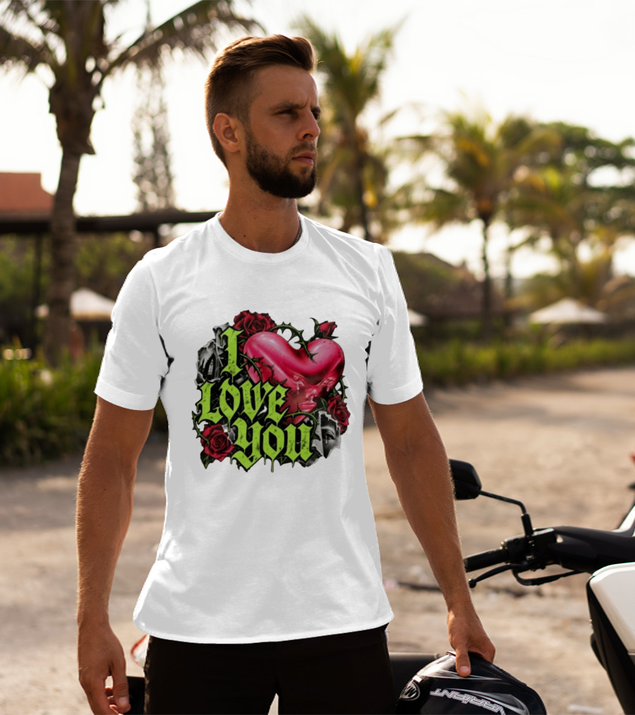 I Love You Gothic Heart Roses T-Shirt
