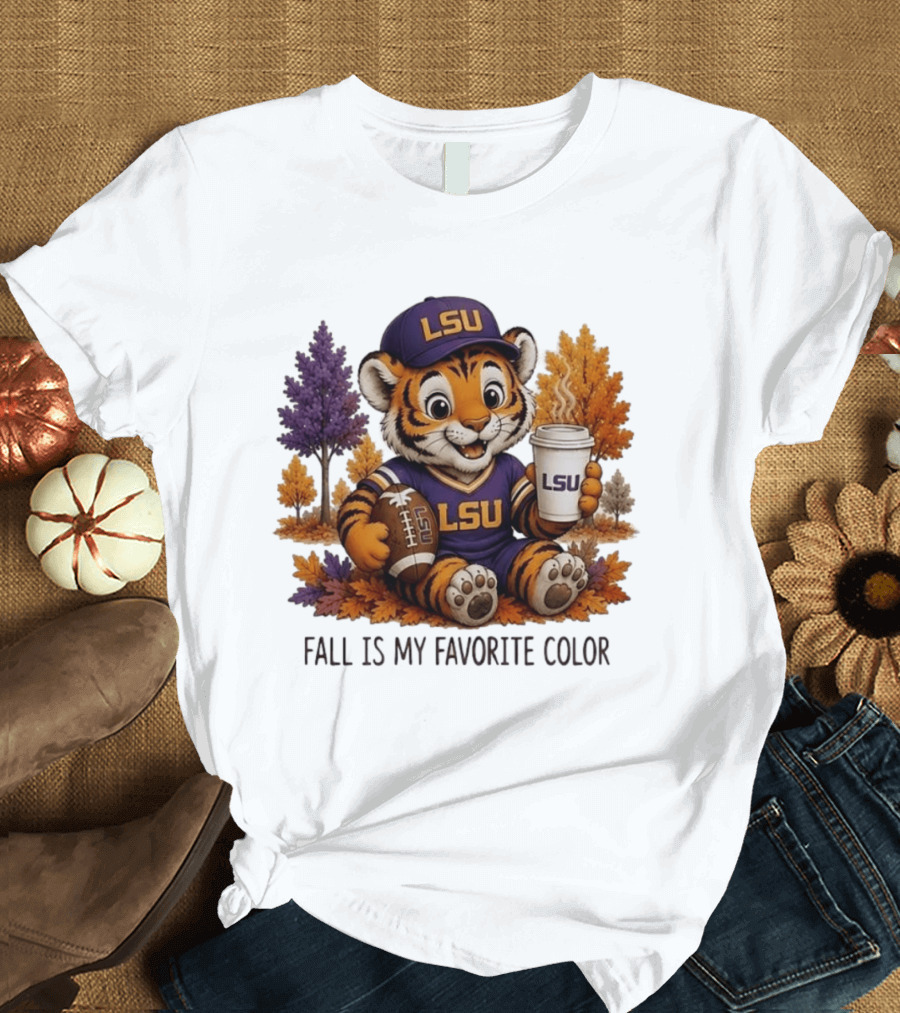LSU Tiger Fall Is My Favorite Color College Football Cute Autumn T-Shirt
