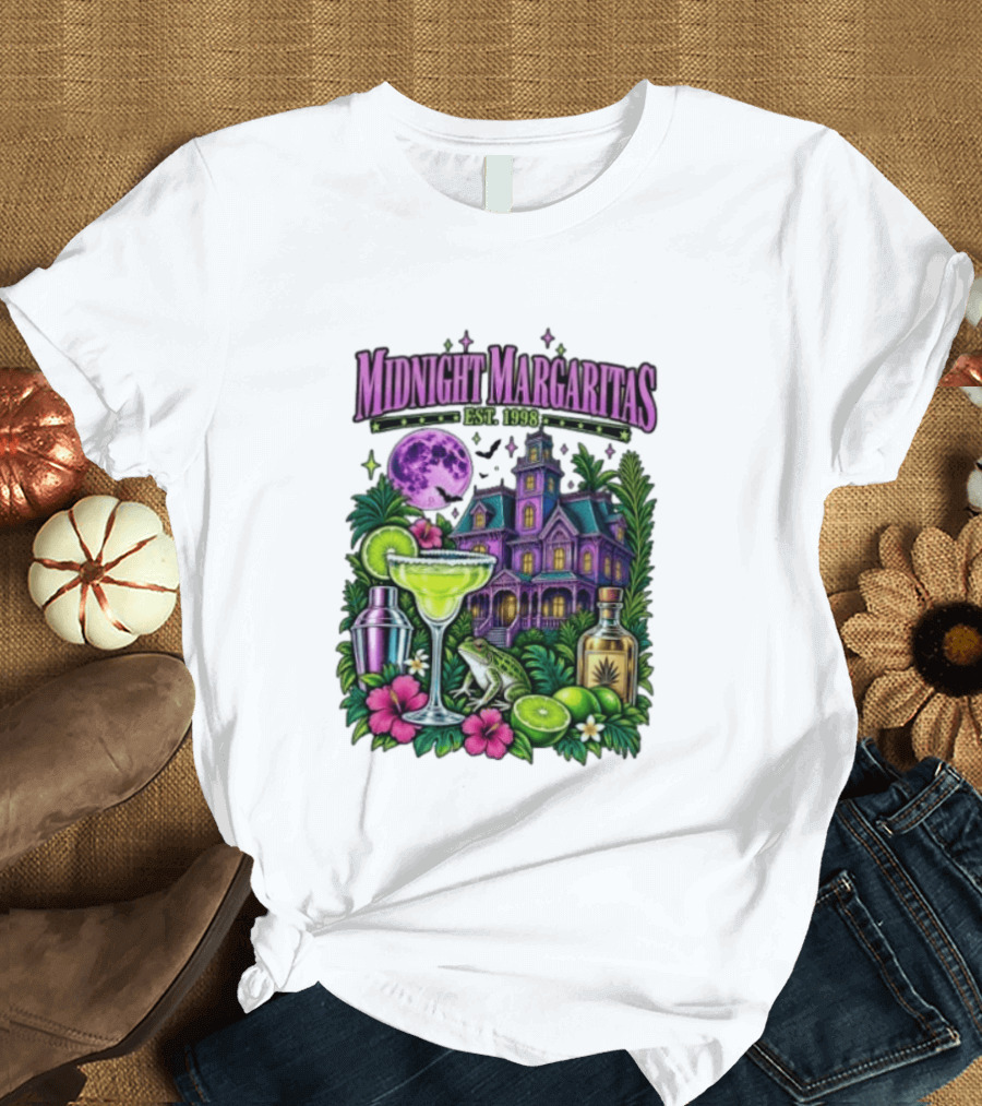 Midnight Margaritas Est. 1998 Haunted Mansion Tropical Vibes Lime And Moon Magic T-Shirt