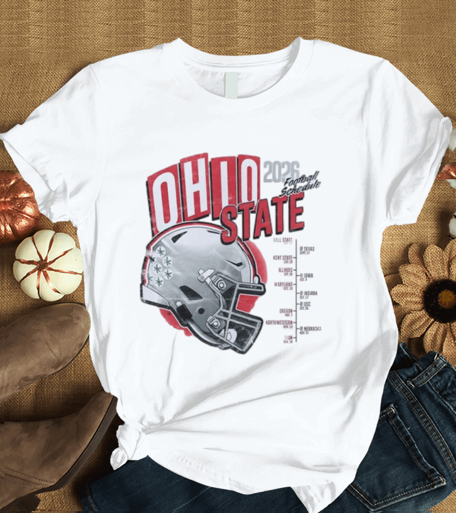 Ohio State Buckeyes 2026 Football Schedule Helmet T-Shirt