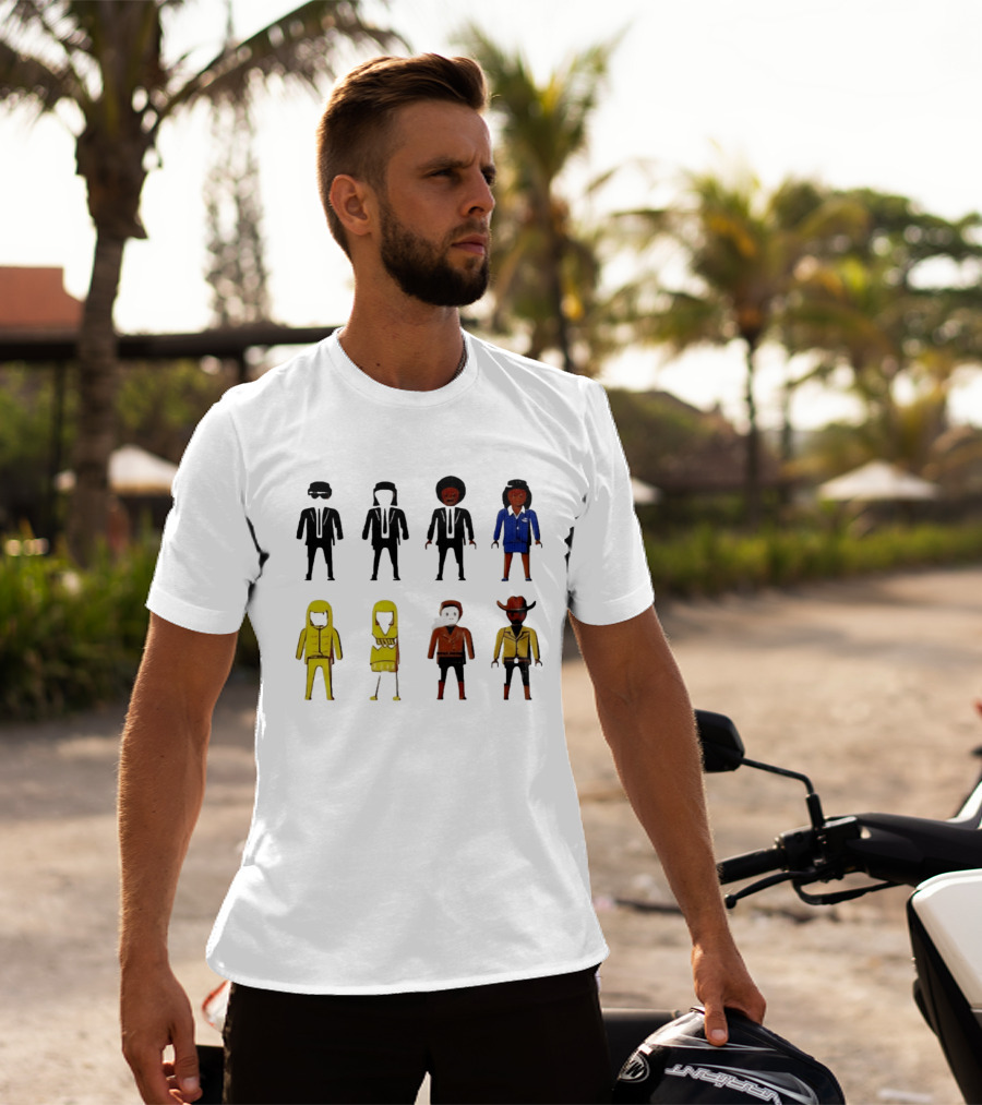 Tarantino Movie Characters Playful Figurine Lineup T-Shirt