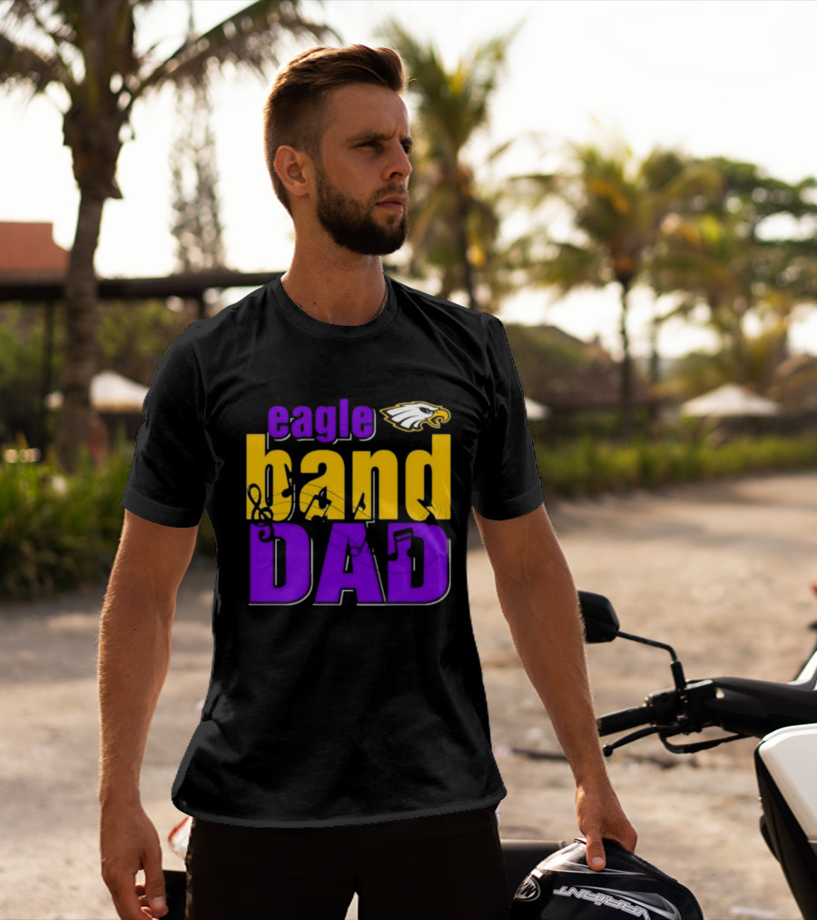 Eagle Band Dad With Eagle Head Icon Yellow And Purple T-Shirt