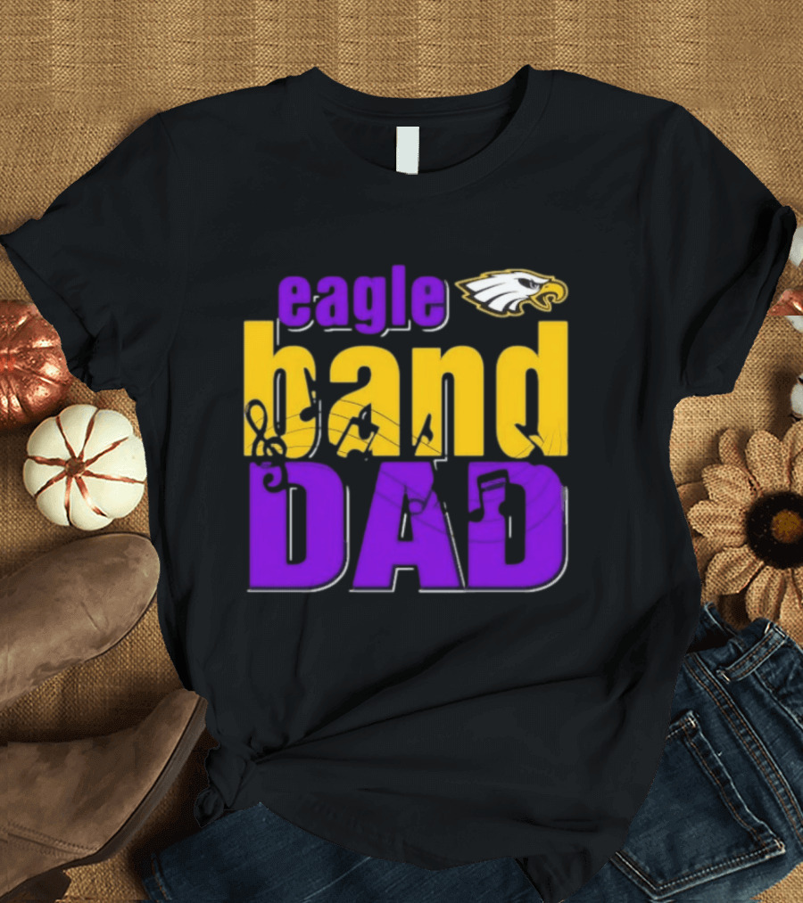 Eagle Band Dad With Eagle Head Icon Yellow And Purple T-Shirt