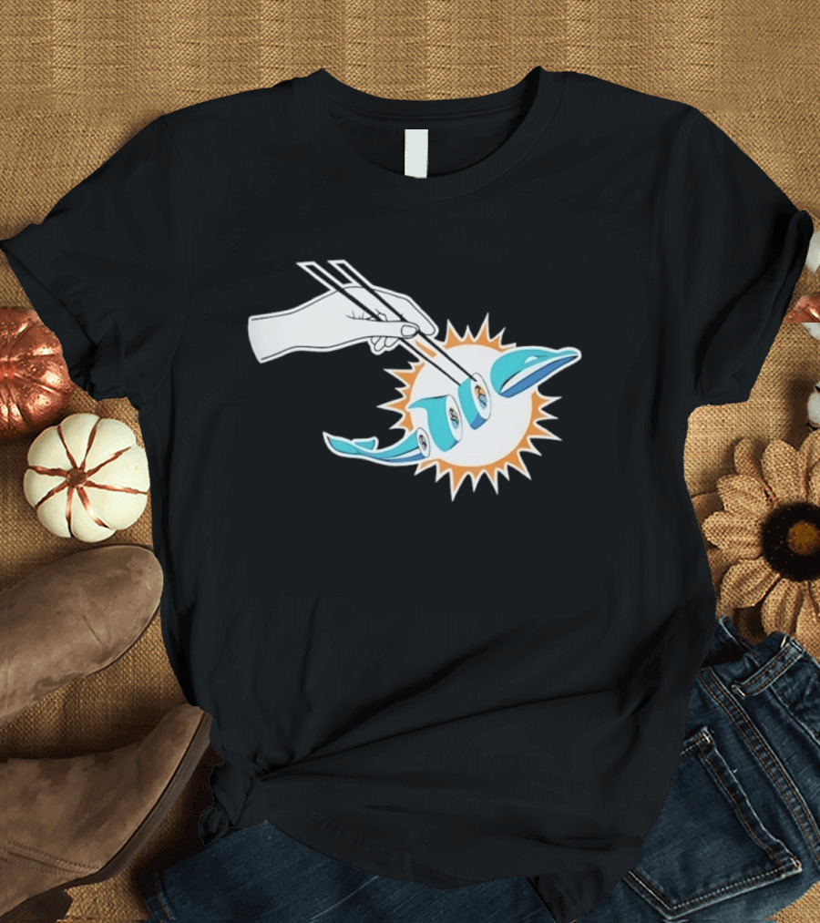 Miami Dolphins Sushi Roll Chopsticks T-Shirt
