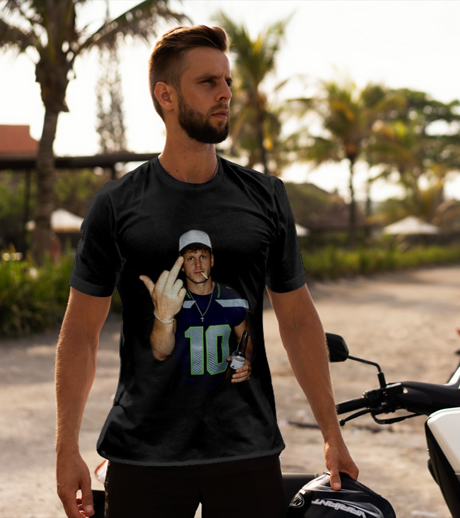 Seattle Seahawks Cooper Kupp Smoking Beer Gesture Iconic Football T-Shirt