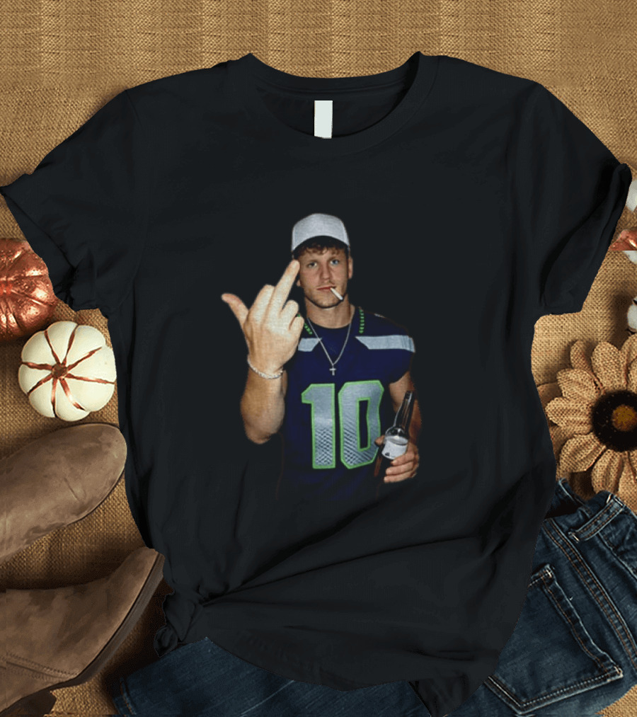 Seattle Seahawks Cooper Kupp Smoking Beer Gesture Iconic Football T-Shirt