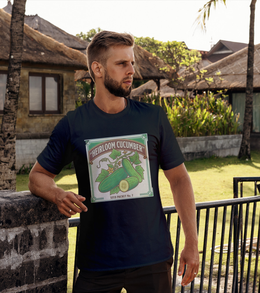 Heirloom Cucumber Seed Packet No 7 Vintage Gardening Iconic Green T-Shirt