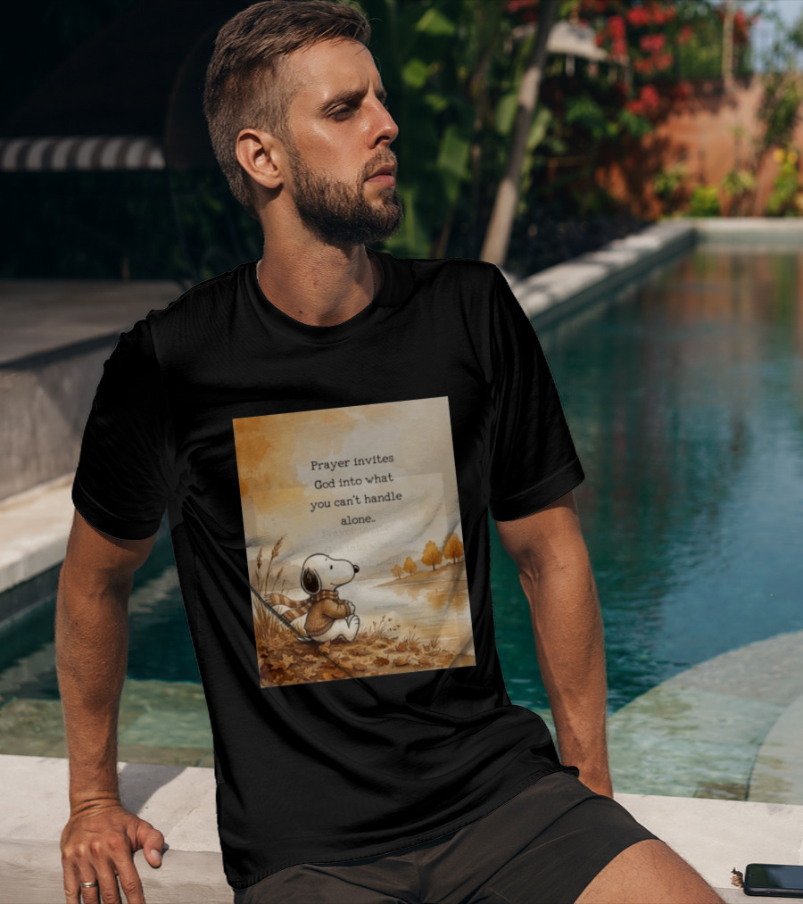 Snoopy Prayer Invites God Into What You Can't Handle Alone Autumn Scene T-Shirt