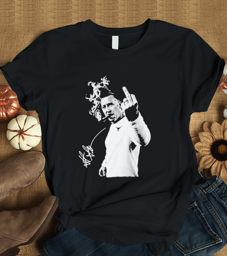 Steve Sarkisian Gesture Smoking Cigar Signature T-Shirt