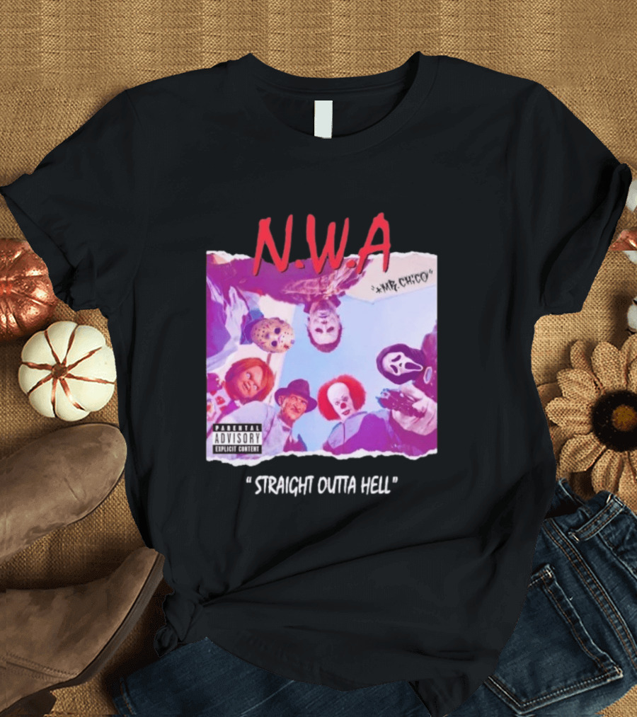 N.W.A Straight Outta Hell Horror Movie Character Mashup T-Shirt