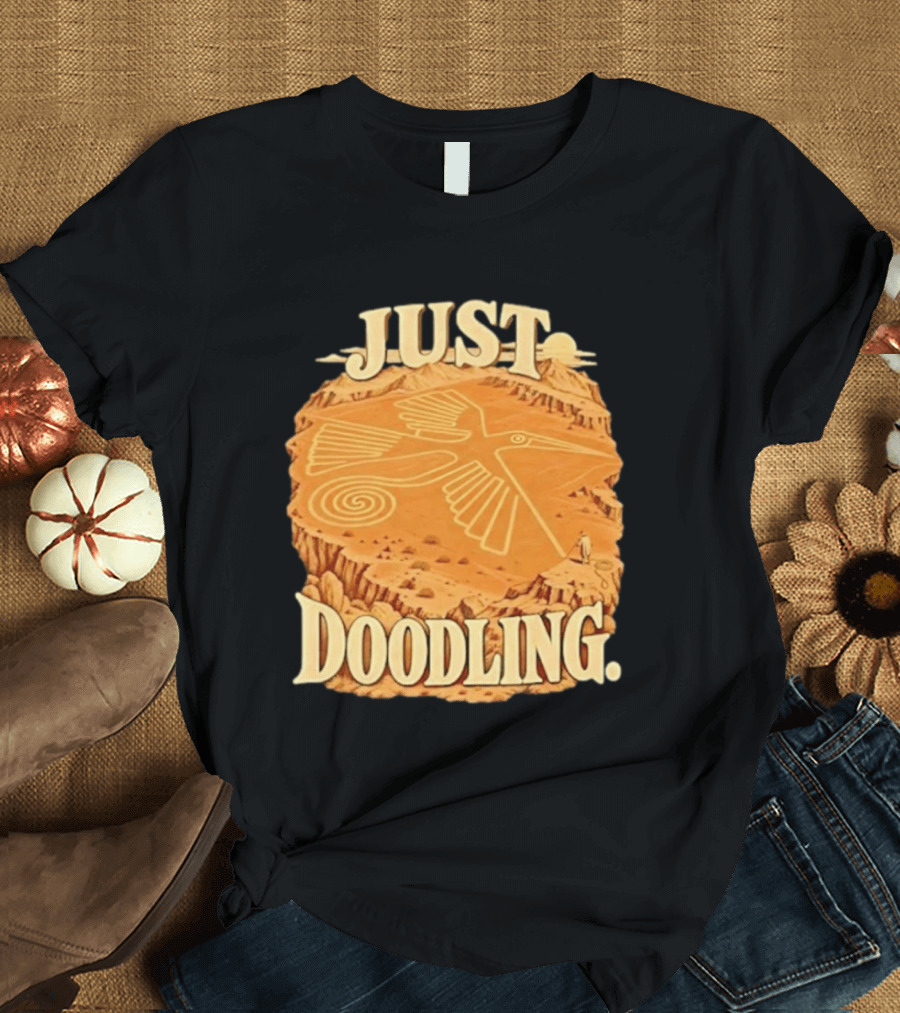 Just Doodling Nazca Lines Hummingbird Desert Landscape T-Shirt