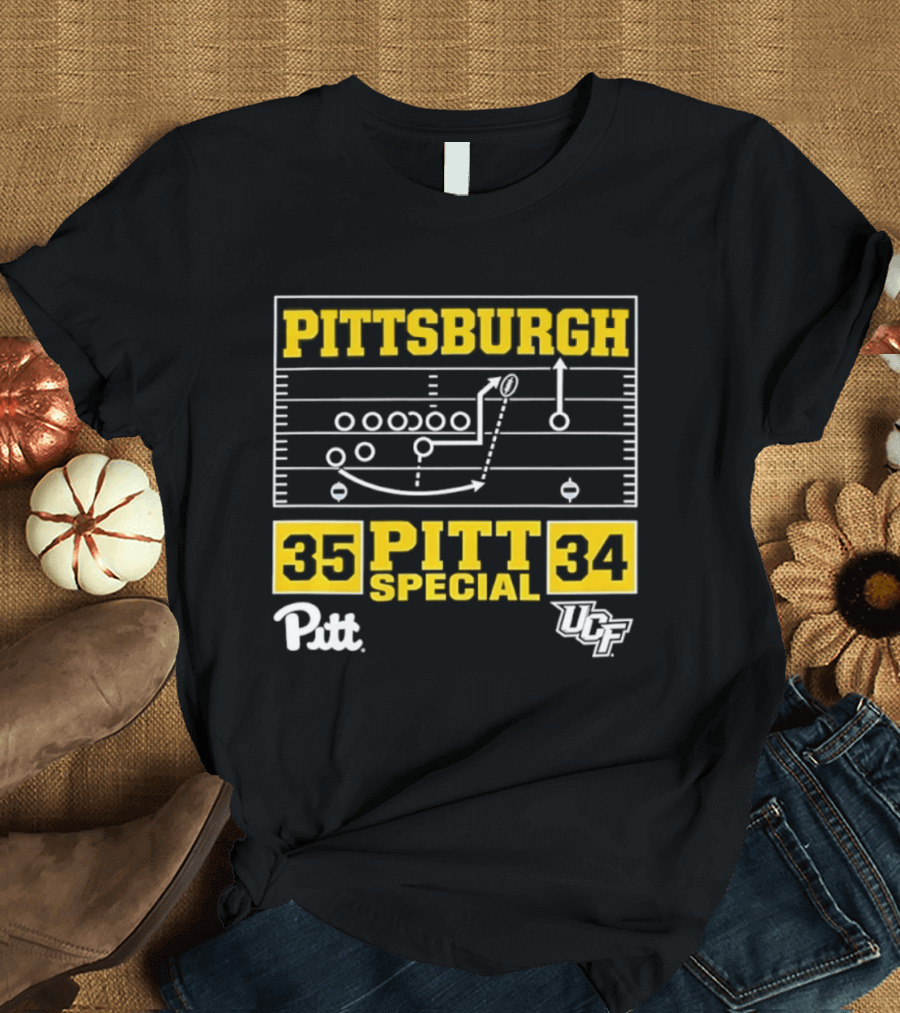 Pittsburgh Pitt Special 35 34 Victory Football Play Diagram Vs UCF T-Shirt