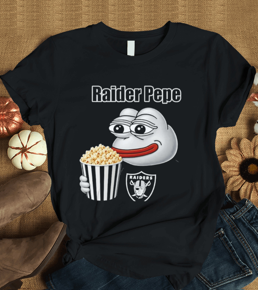 Las Vegas Raiders Raider Pepe Popcorn Meme T-Shirt