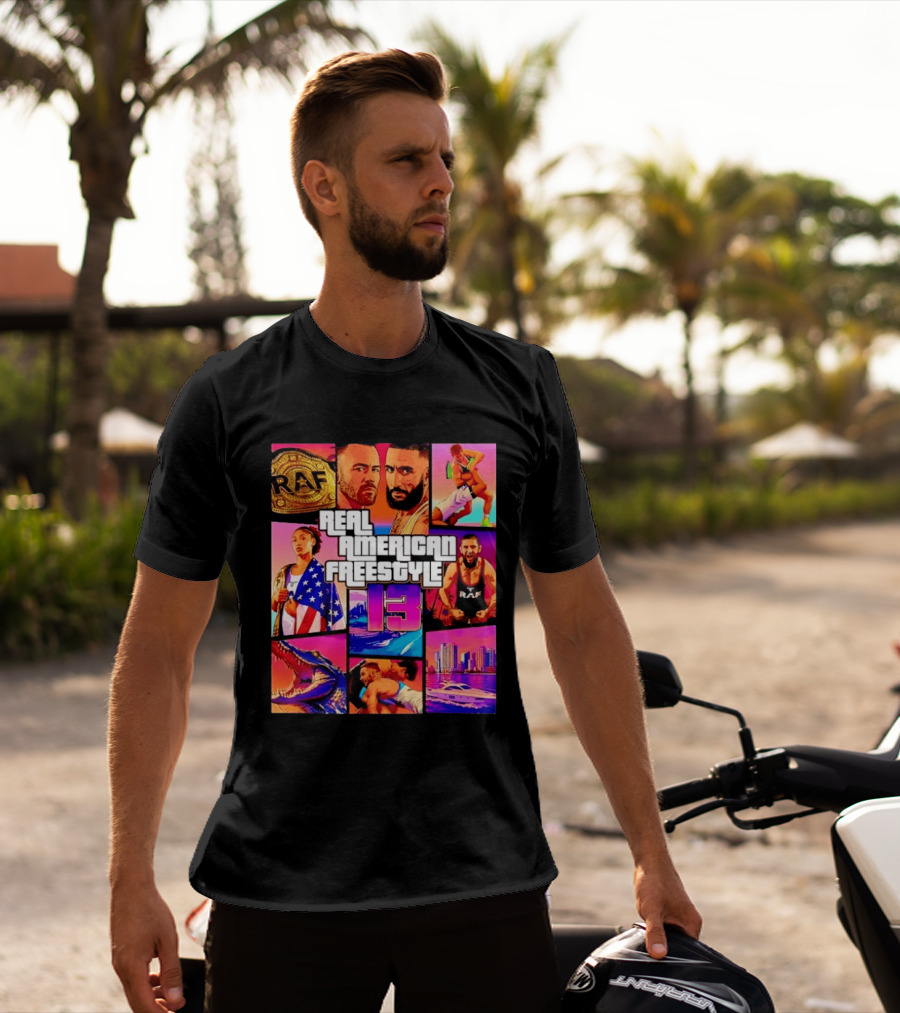 Real American Freestyle 13 Wrestling RAF Alligator Miami Scene T-Shirt