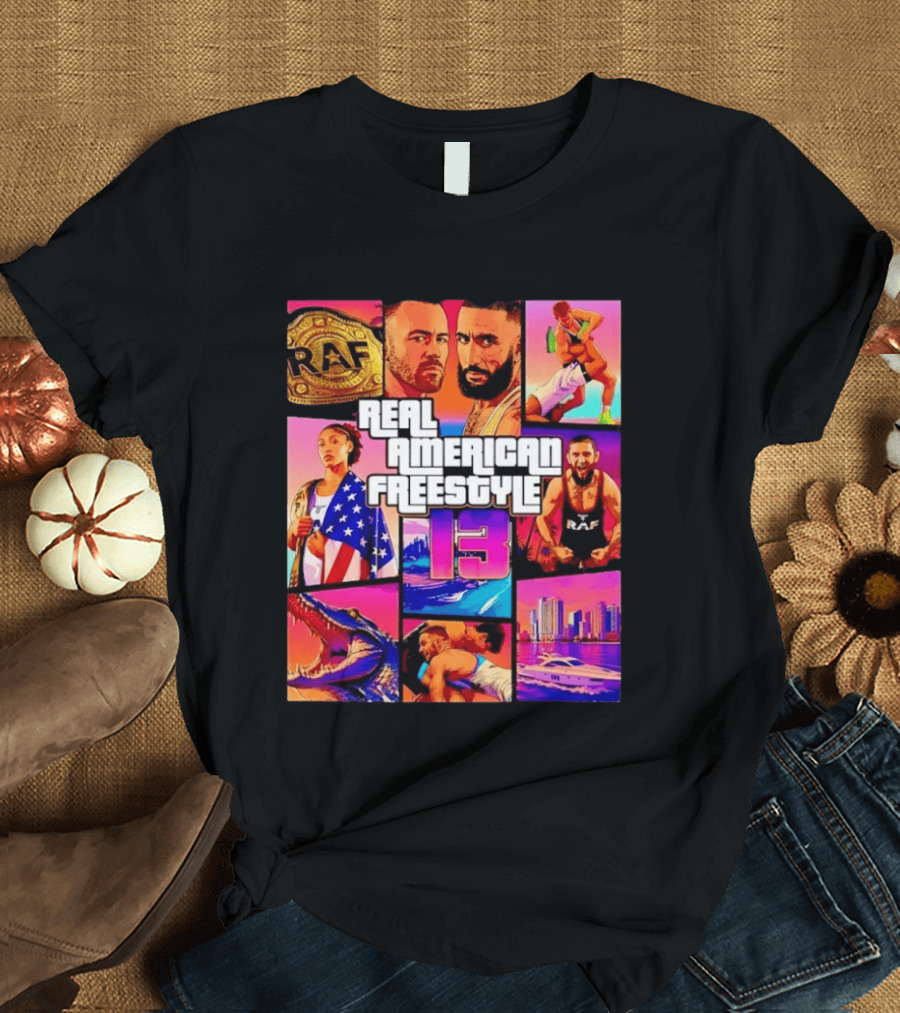 Real American Freestyle 13 Wrestling RAF Alligator Miami Scene T-Shirt