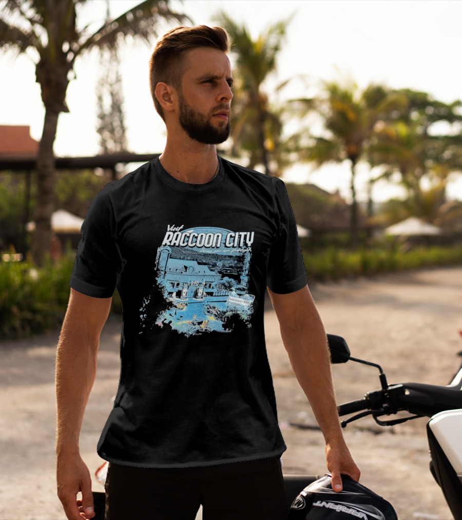Visit Raccoon City Bring Your Own Flashlight RPD Entrance Postcard T-Shirt