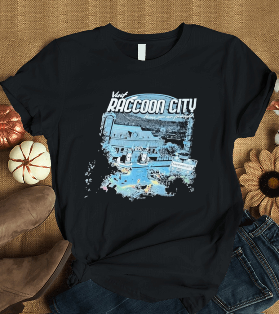 Visit Raccoon City Bring Your Own Flashlight RPD Entrance Postcard T-Shirt
