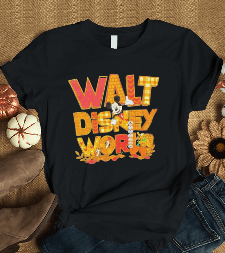 Walt Disney World Mickey Mouse Pluto Disney Characters Fall T-Shirt