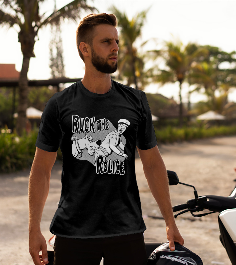 Ruck The Rolice Cartoon Dog Satire Pop Culture Police Officer And Dog T-Shirt