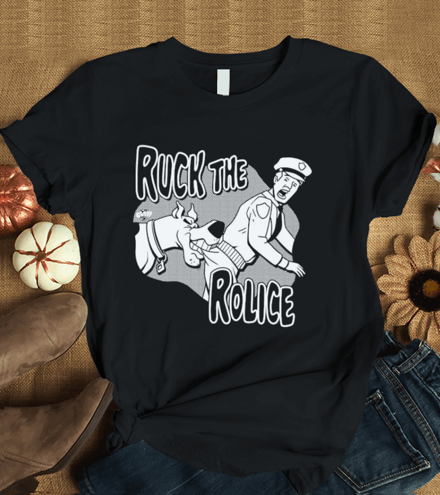 Ruck The Rolice Cartoon Dog Satire Pop Culture Police Officer And Dog T-Shirt