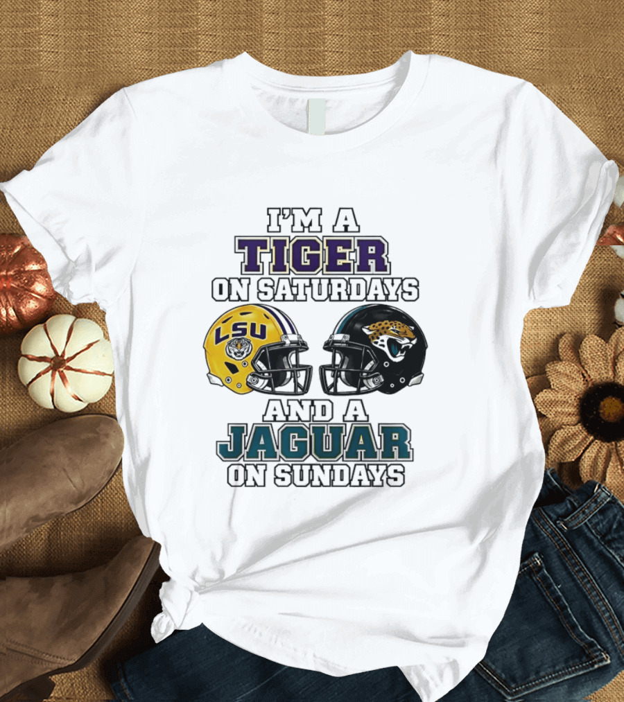 LSU Tigers Saturday Spirit Jacksonville Jaguars Sunday Fandom T-Shirt